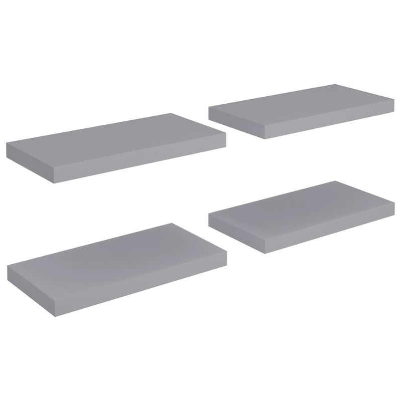 vidaXL 4 db szürke MDF lebegő fali polc 50 x 23 x 3,8 cm