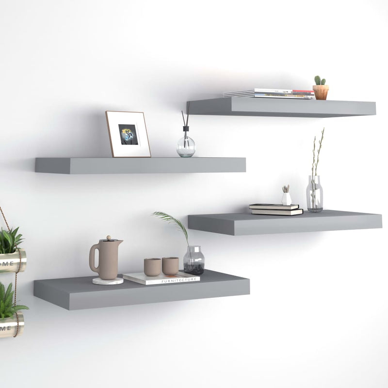 vidaXL 4 db szürke MDF lebegő fali polc 50 x 23 x 3,8 cm