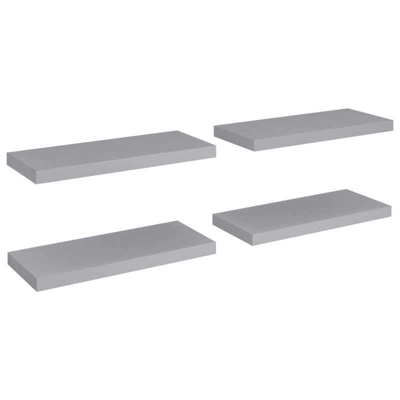 vidaXL 4 db szürke MDF lebegő fali polc 60 x 23,5 x 3,8 cm