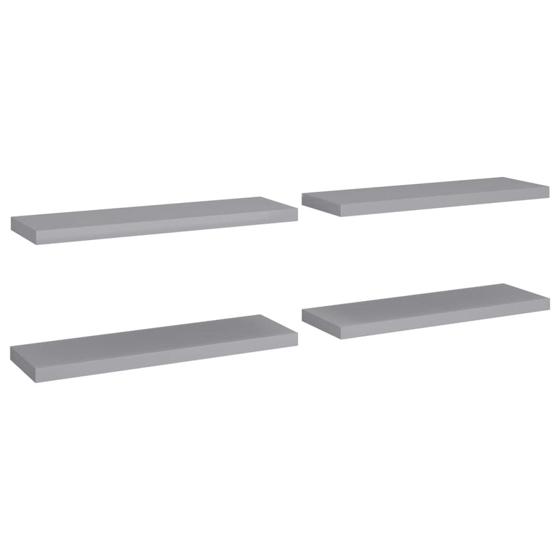 vidaXL 4 db szürke MDF lebegő fali polc 80 x 23,5 x 3,8 cm