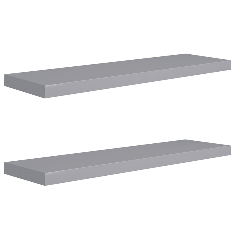 vidaXL 2 db szürke MDF lebegő fali polc 90 x 23,5 x 3,8 cm
