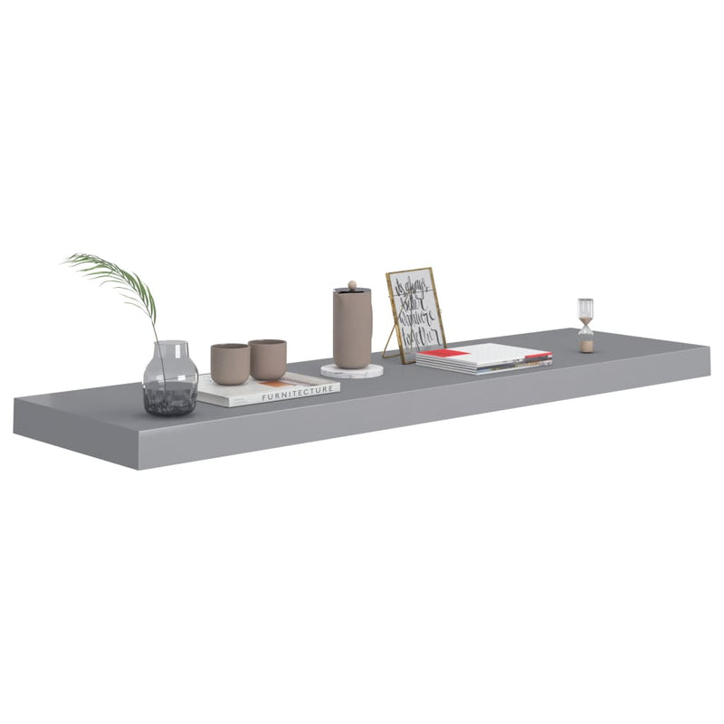 vidaXL 2 db szürke MDF lebegő fali polc 90 x 23,5 x 3,8 cm