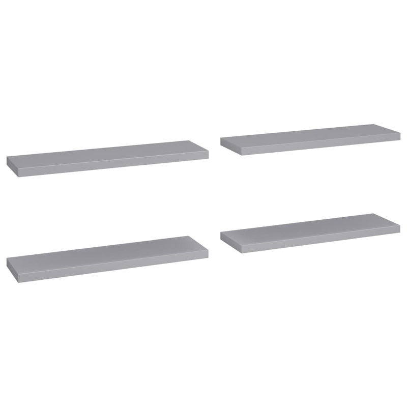 vidaXL 4 db szürke MDF lebegő fali polc 90 x 23,5 x 3,8 cm