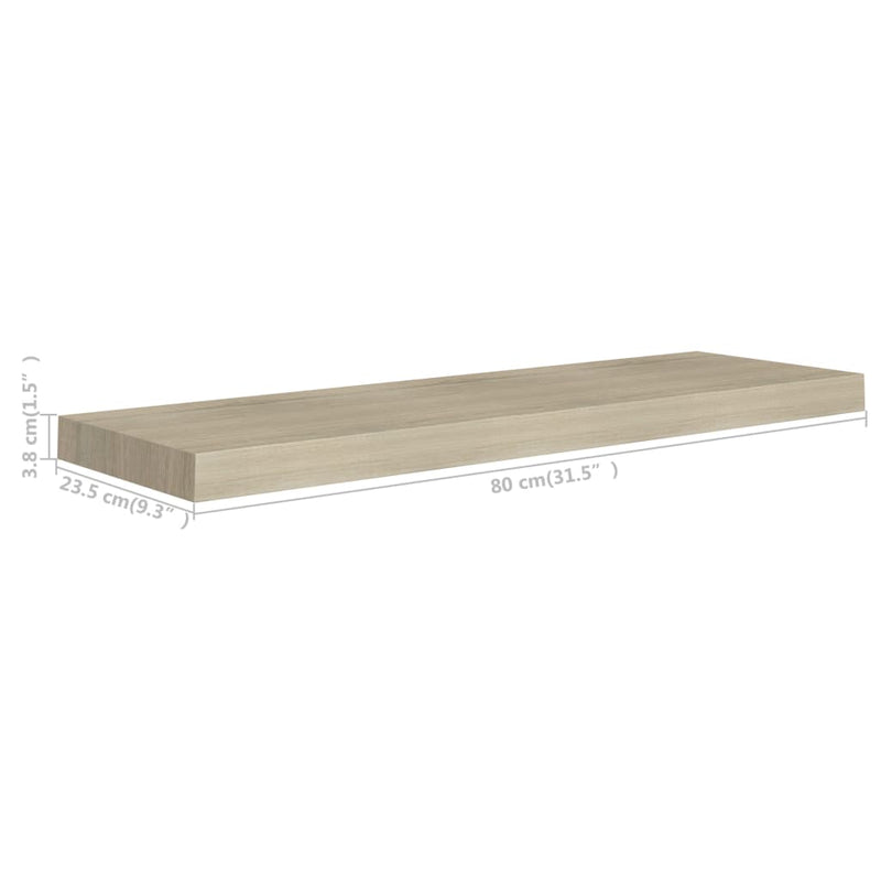 vidaXL 4 db tölgyszínű MDF fali polc 80 x 23,5 x 3,8 cm