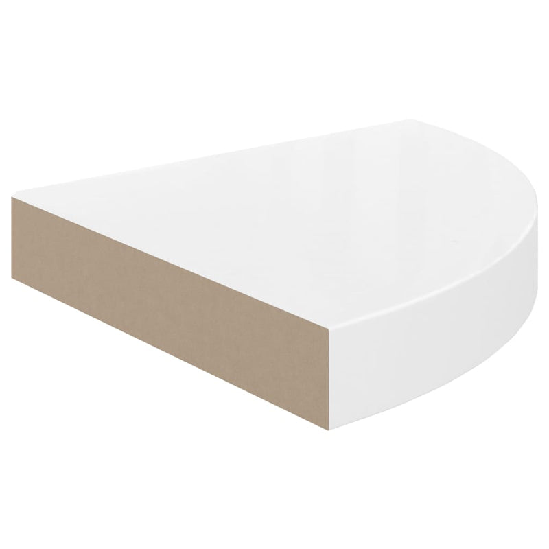 vidaXL magasfényű fehér MDF lebegő sarokpolc 25 x 25 x 3,8 cm