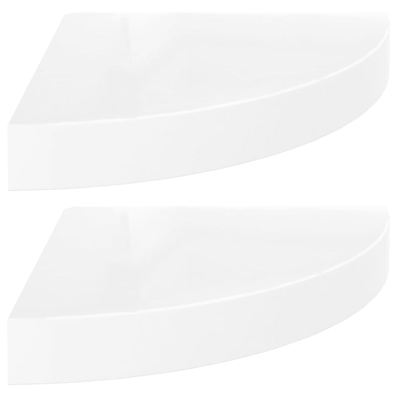 vidaXL 2 db magasfényű fehér MDF lebegő sarokpolc 25 x 25 x 3,8 cm