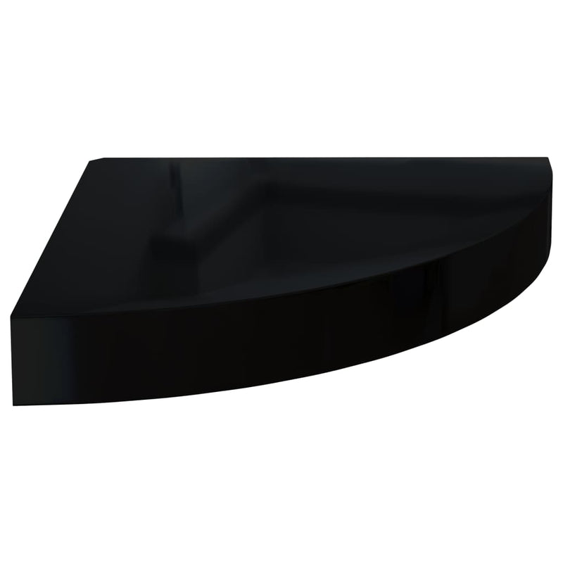 vidaXL magasfényű fekete MDF lebegő sarokpolc 25 x 25 x 3,8 cm