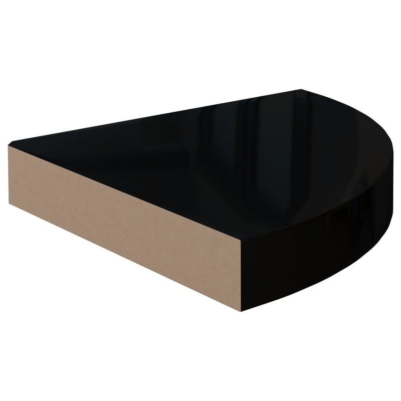 vidaXL magasfényű fekete MDF lebegő sarokpolc 25 x 25 x 3,8 cm