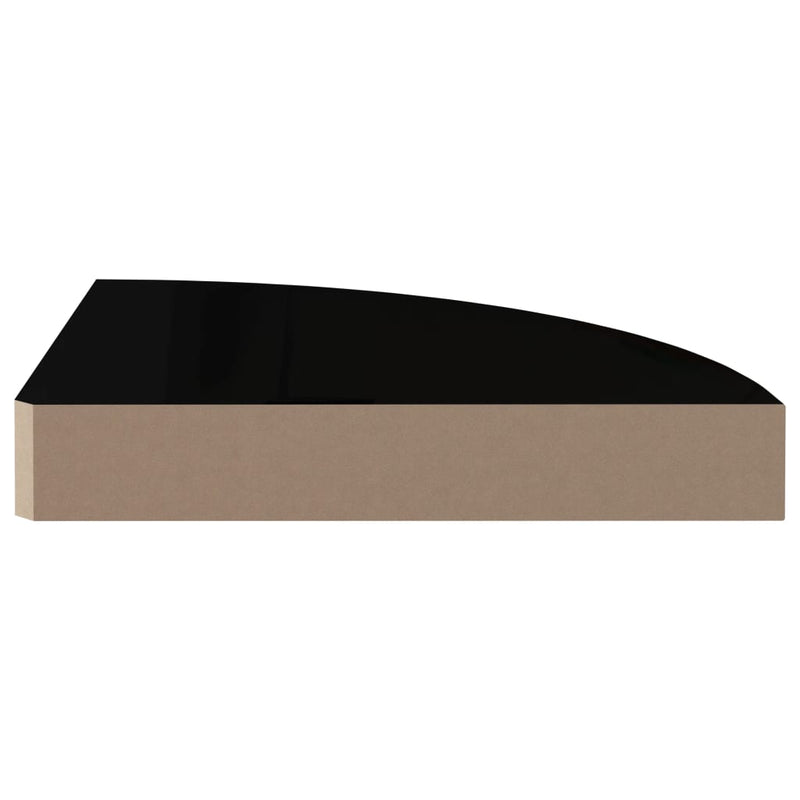 vidaXL magasfényű fekete MDF lebegő sarokpolc 25 x 25 x 3,8 cm