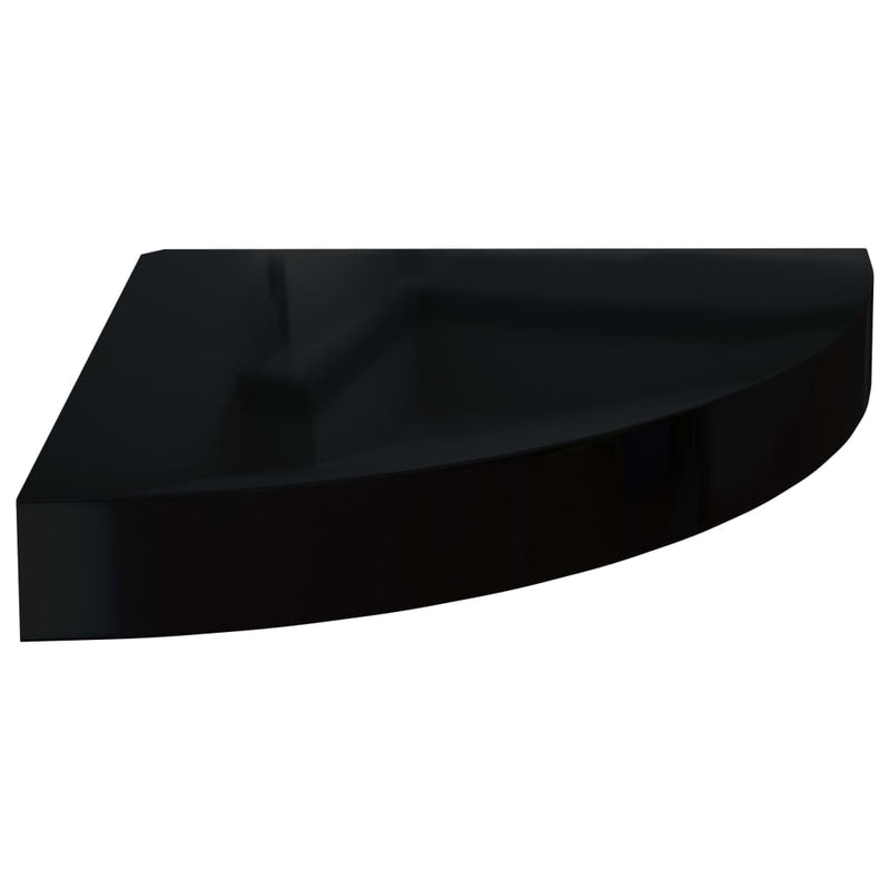 vidaXL 2 db magasfényű fekete MDF lebegő sarokpolc 25 x 25 x 3,8 cm