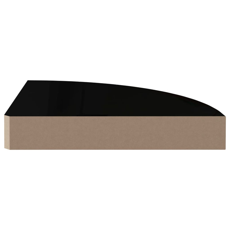 vidaXL 2 db magasfényű fekete MDF lebegő sarokpolc 25 x 25 x 3,8 cm