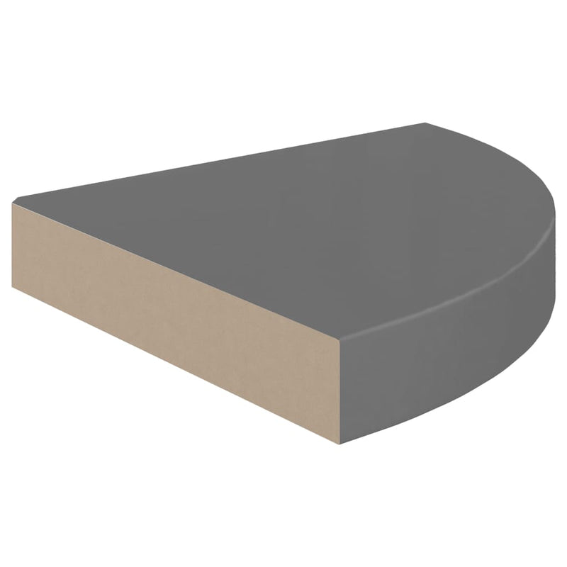 vidaXL magasfényű szürke MDF lebegő sarokpolc 25 x 25 x 3,8 cm