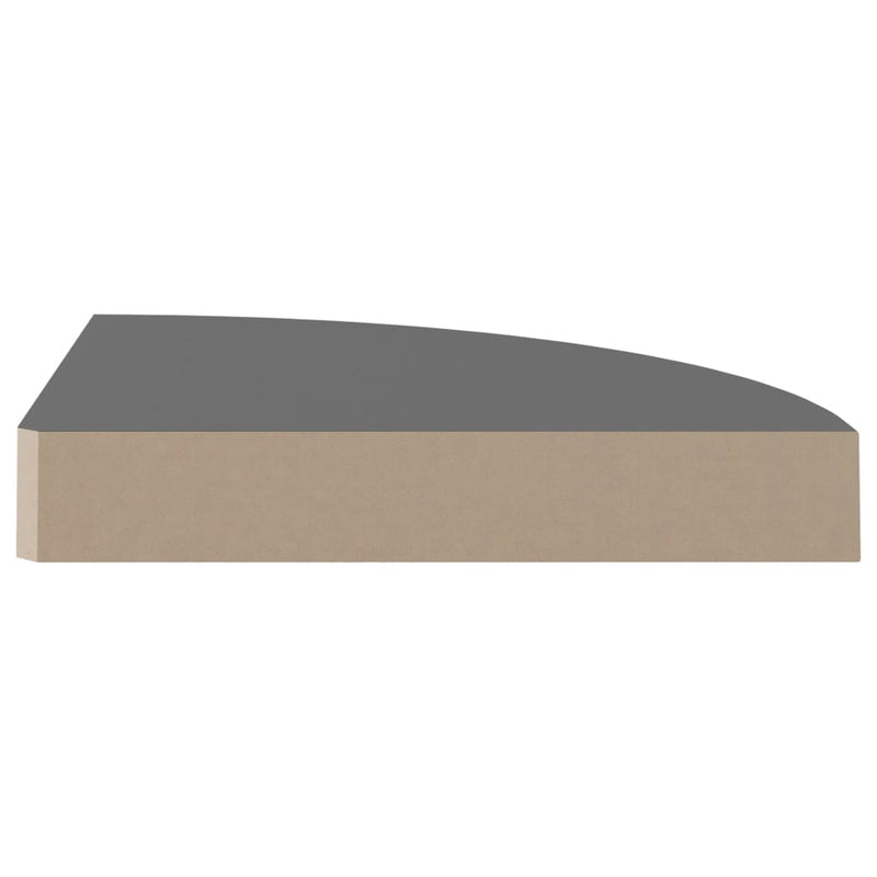 vidaXL 4 db magasfényű szürke MDF lebegő sarokpolc 25 x 25 x 3,8 cm
