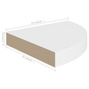 vidaXL 2 db fehér MDF lebegő sarokpolc 25 x 25 x 3,8 cm