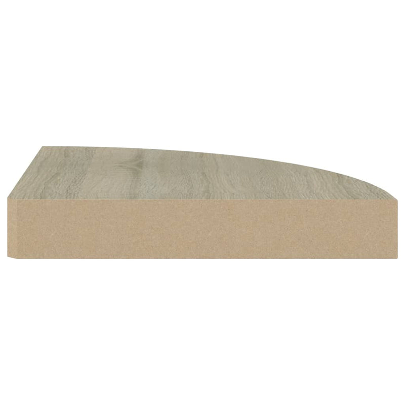 vidaXL 2 db tölgyszínű MDF lebegő sarokpolc 25 x 25 x 3,8 cm