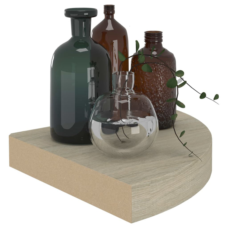 vidaXL 2 db tölgyszínű MDF lebegő sarokpolc 25 x 25 x 3,8 cm