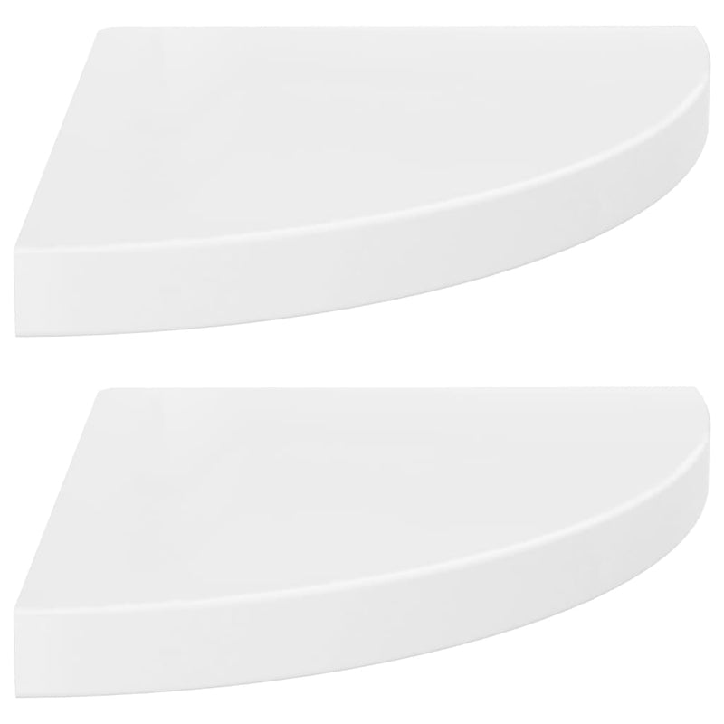 vidaXL 2 db magasfényű fehér MDF lebegő sarokpolc 35 x 35 x 3,8 cm