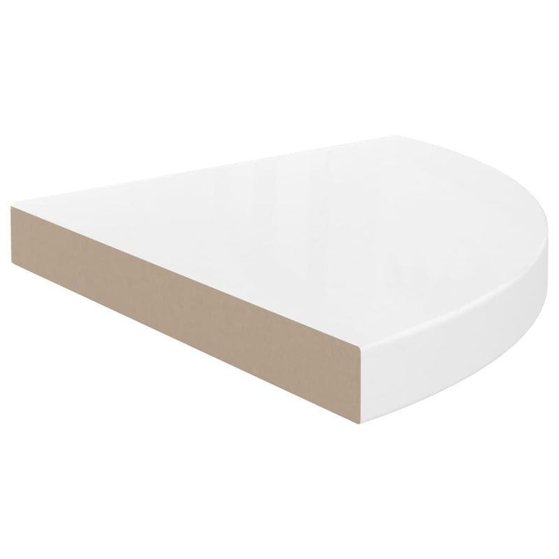 vidaXL 2 db magasfényű fehér MDF lebegő sarokpolc 35 x 35 x 3,8 cm