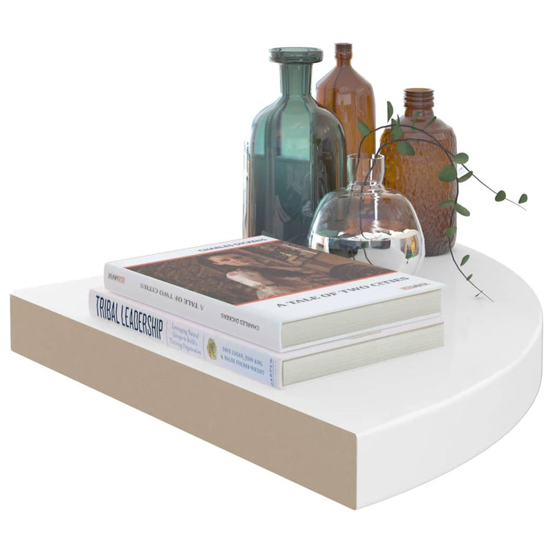 vidaXL 2 db magasfényű fehér MDF lebegő sarokpolc 35 x 35 x 3,8 cm