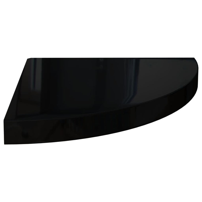 vidaXL 2 db magasfényű fekete MDF lebegő sarokpolc 35 x 35 x 3,8 cm