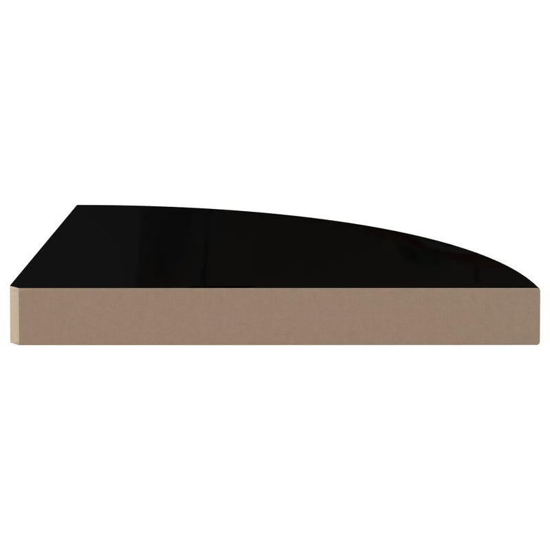 vidaXL 2 db magasfényű fekete MDF lebegő sarokpolc 35 x 35 x 3,8 cm