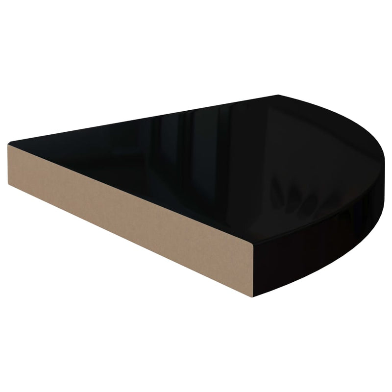 vidaXL 4 db magasfényű fekete MDF lebegő sarokpolc 35 x 35 x 3,8 cm