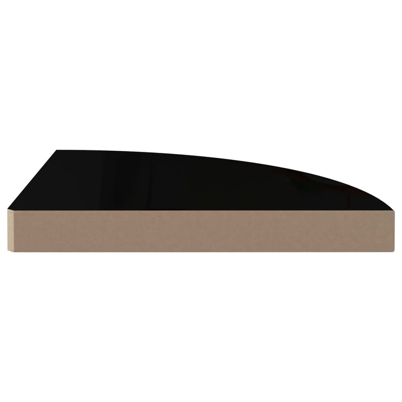 vidaXL 4 db magasfényű fekete MDF lebegő sarokpolc 35 x 35 x 3,8 cm