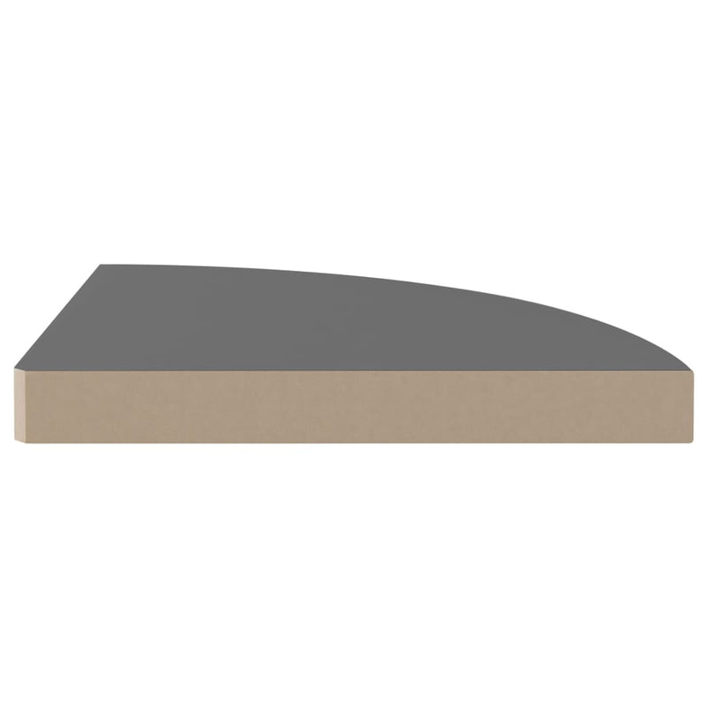 vidaXL magasfényű szürke MDF lebegő sarokpolc 35 x 35 x 3,8 cm