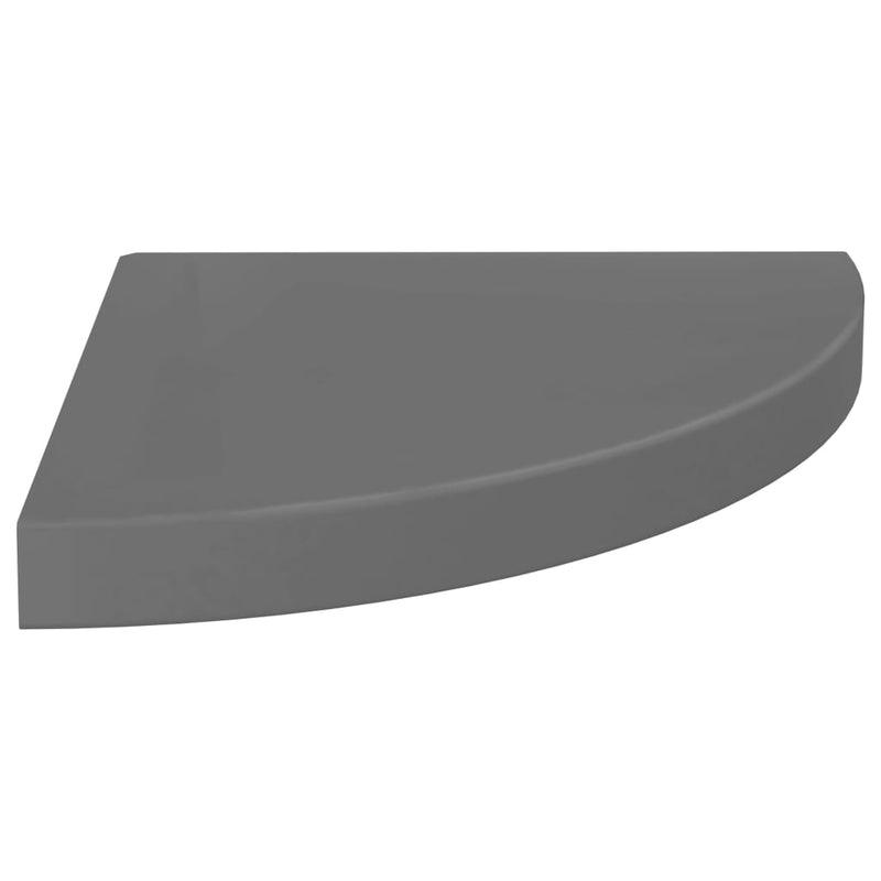 vidaXL 2 db magasfényű szürke MDF lebegő sarokpolc 35 x 35 x 3,8 cm