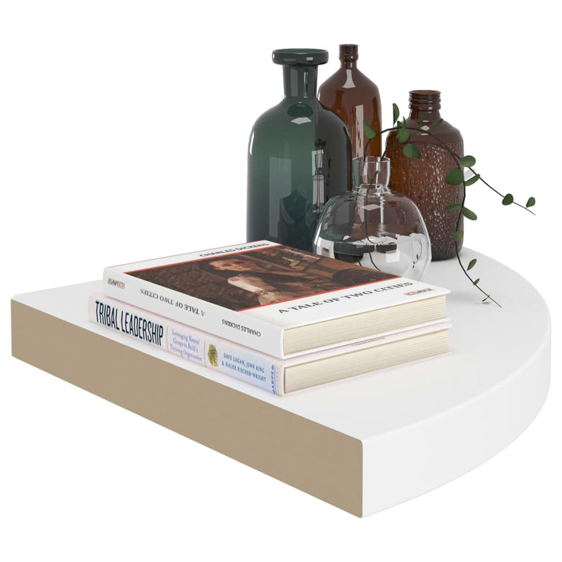 vidaXL 2 db fehér MDF lebegő sarokpolc 35 x 35 x 3,8 cm