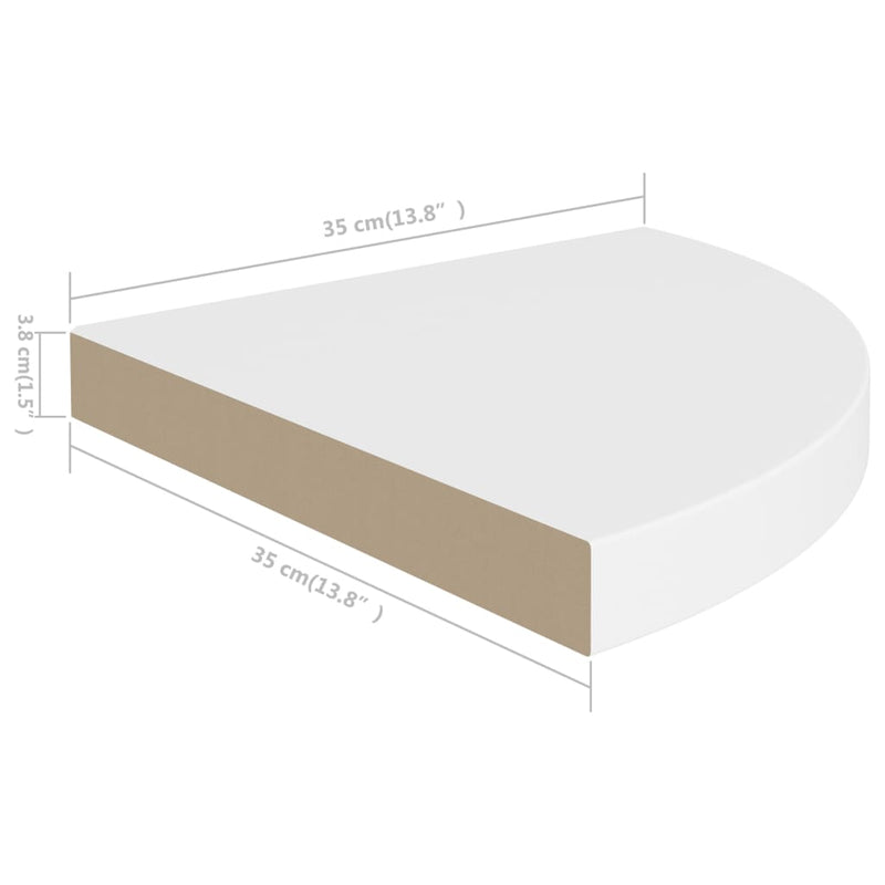 vidaXL 4 db fehér MDF lebegő sarokpolc 35 x 35 x 3,8 cm