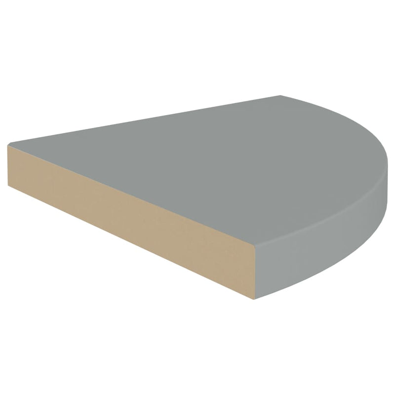 vidaXL magasfényű szürke MDF lebegő sarokpolc 35 x 35 x 3,8 cm