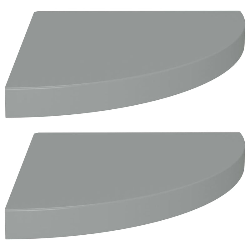 323923 vidaXL Floating Corner Shelves 2 pcs Grey 35x35x3,8 cm MDF