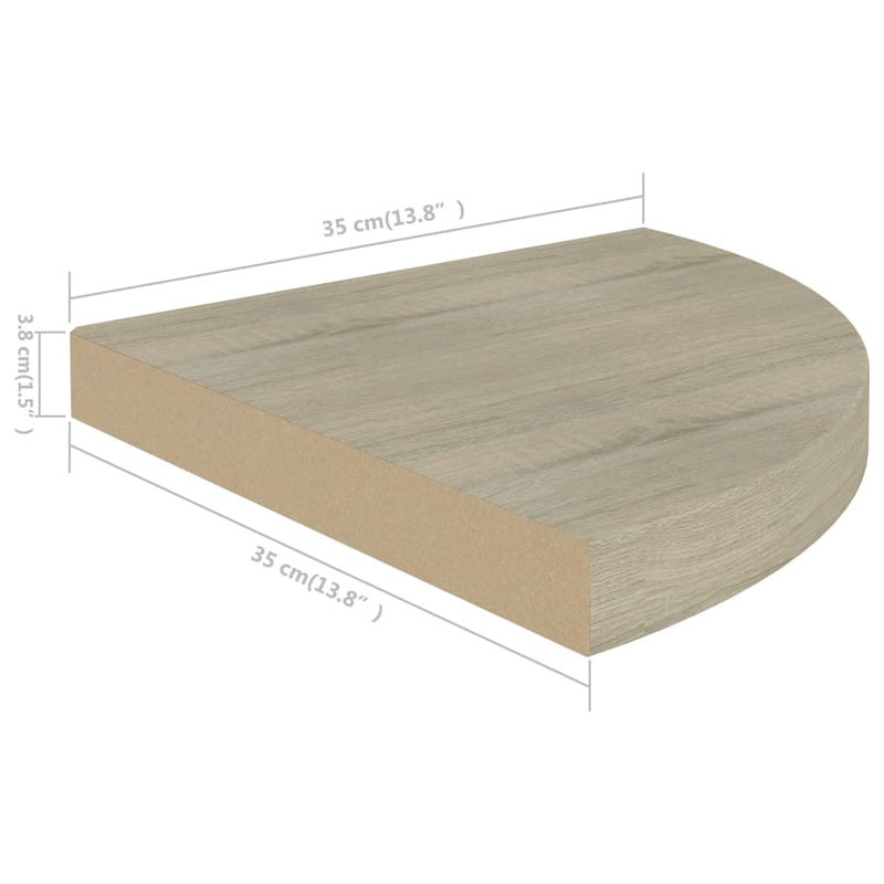 vidaXL 2 db tölgyszínű MDF lebegő sarokpolc 35 x 35 x 3,8 cm