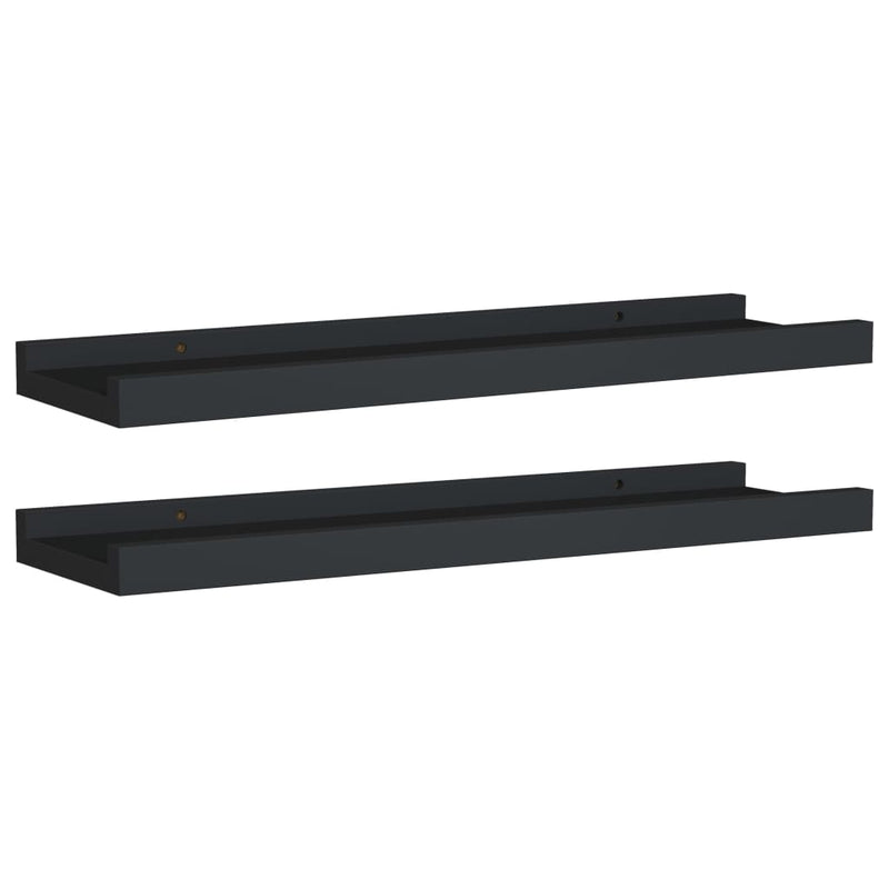vidaXL 2 db fekete MDF szegélypolc képkeretekhez 40 x 9 x 3 cm