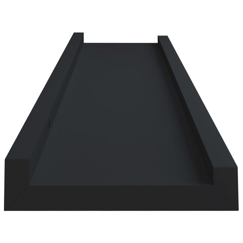 vidaXL 2 db fekete MDF szegélypolc képkeretekhez 40 x 9 x 3 cm