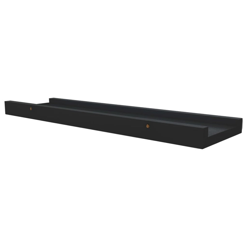 vidaXL 2 db fekete MDF szegélypolc képkeretekhez 40 x 9 x 3 cm