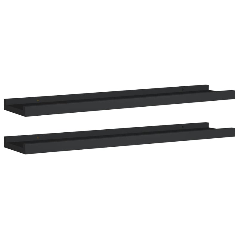 vidaXL 2 db fekete MDF szegélypolc képkeretekhez 60 x 9 x 3 cm