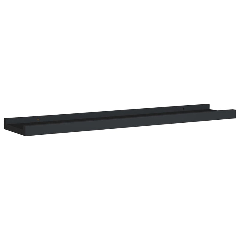 vidaXL 2 db fekete MDF szegélypolc képkeretekhez 60 x 9 x 3 cm