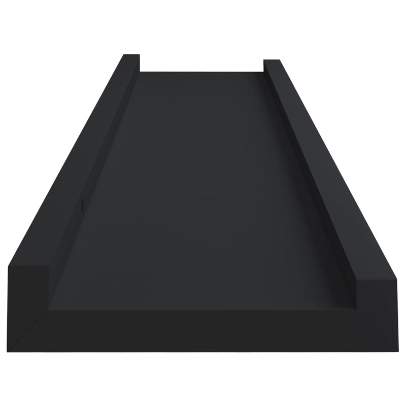 vidaXL 2 db fekete MDF szegélypolc képkeretekhez 60 x 9 x 3 cm
