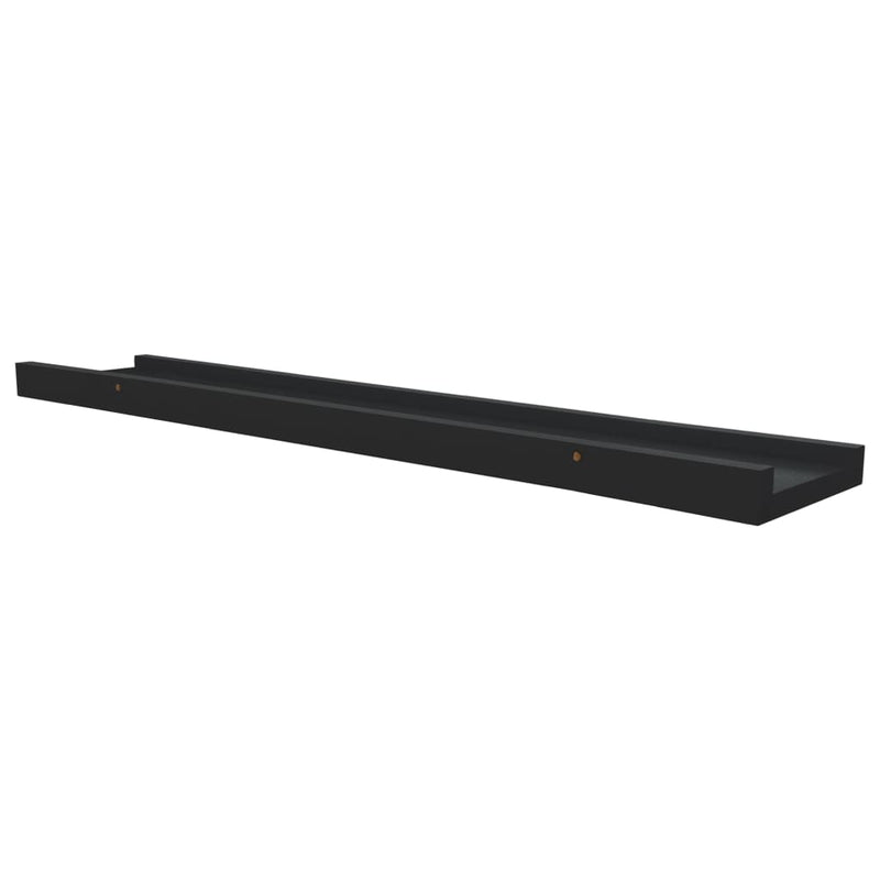 vidaXL 2 db fekete MDF szegélypolc képkeretekhez 60 x 9 x 3 cm