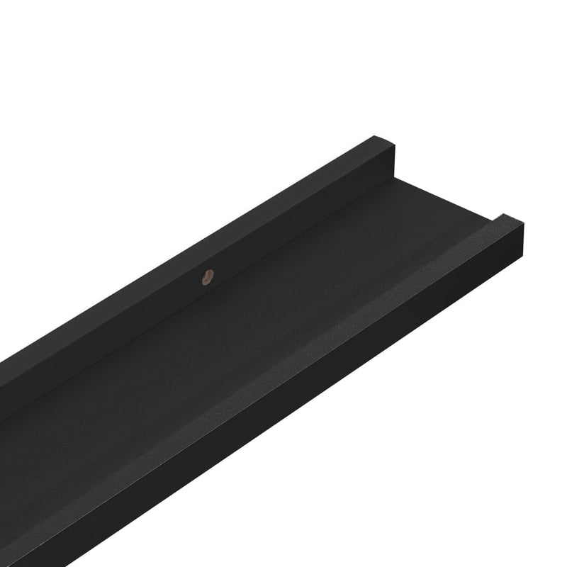 vidaXL 2 db fekete MDF szegélypolc képkeretekhez 60 x 9 x 3 cm