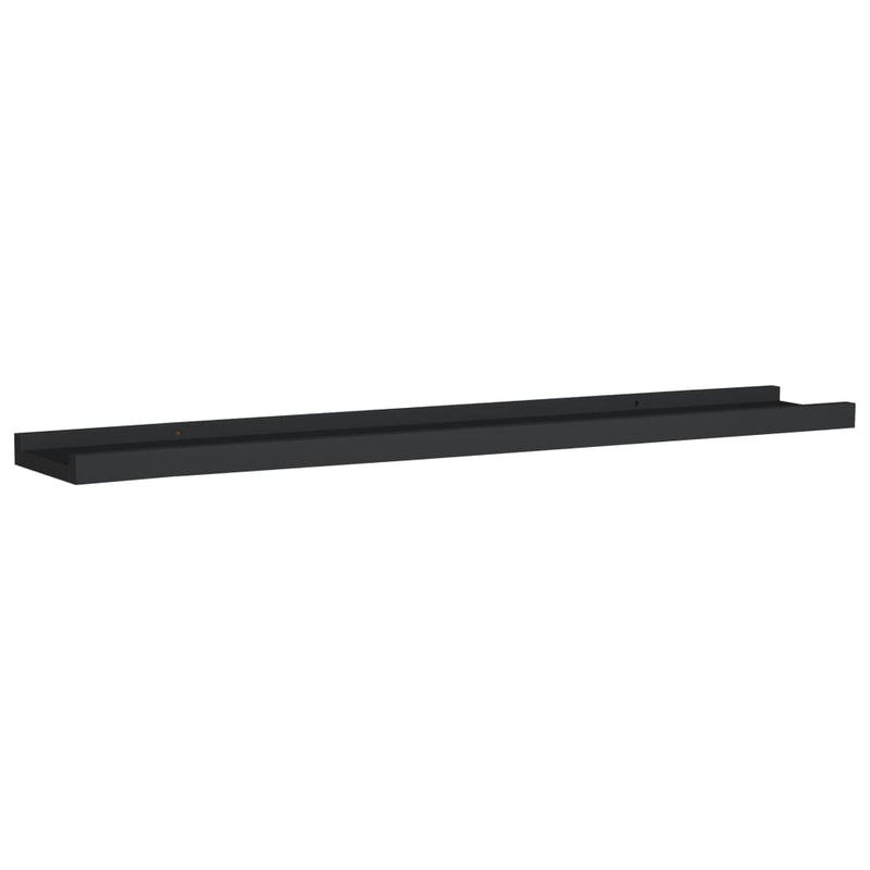 vidaXL 2 db fekete MDF szegélypolc képkeretekhez 80 x 9 x 3 cm