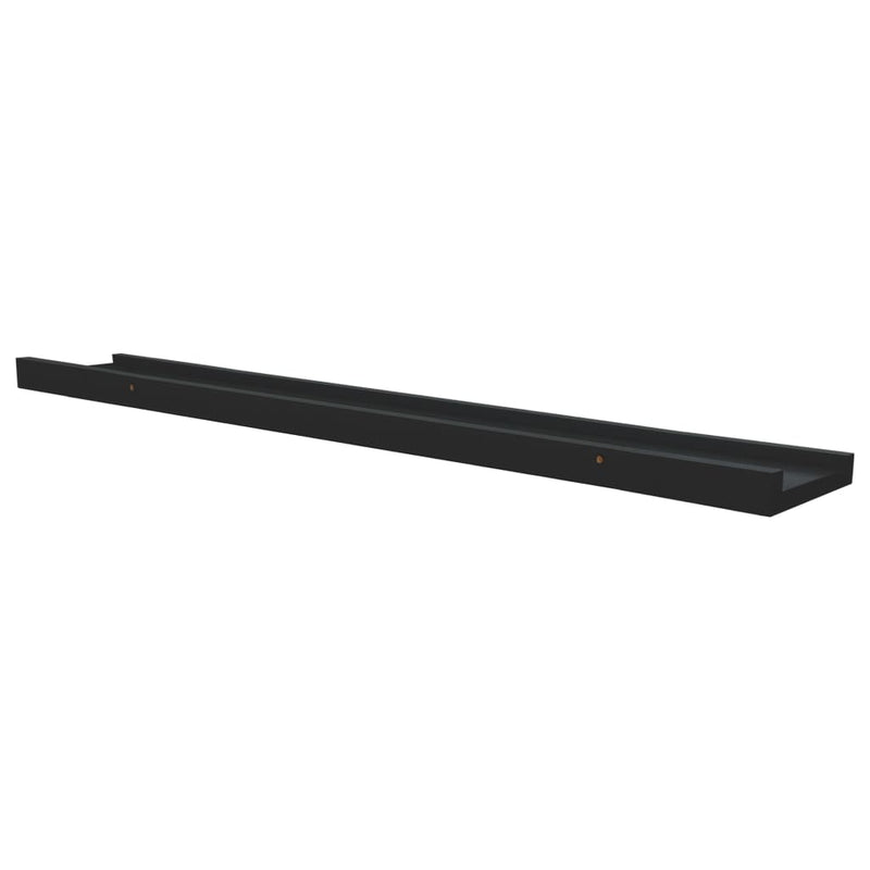 vidaXL 2 db fekete MDF szegélypolc képkeretekhez 80 x 9 x 3 cm