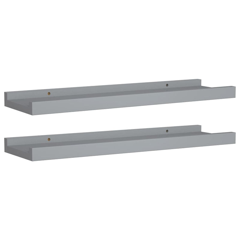 vidaXL 2 db szürke MDF szegélypolc képkeretekhez 40 x 9 x 3 cm