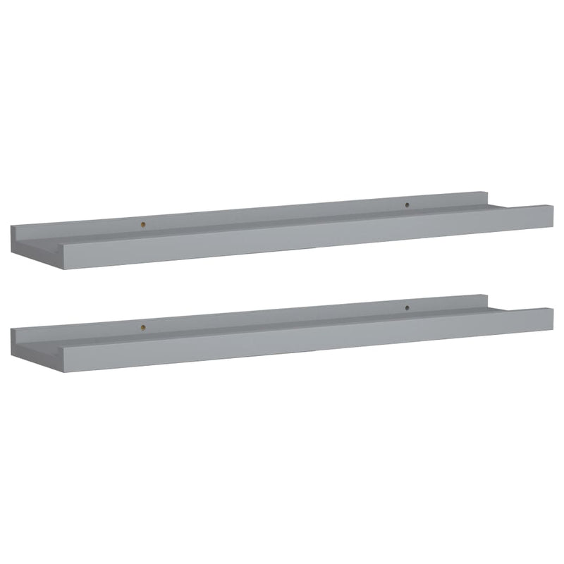 vidaXL 2 db szürke MDF szegélypolc képkeretekhez 60 x 9 x 3 cm
