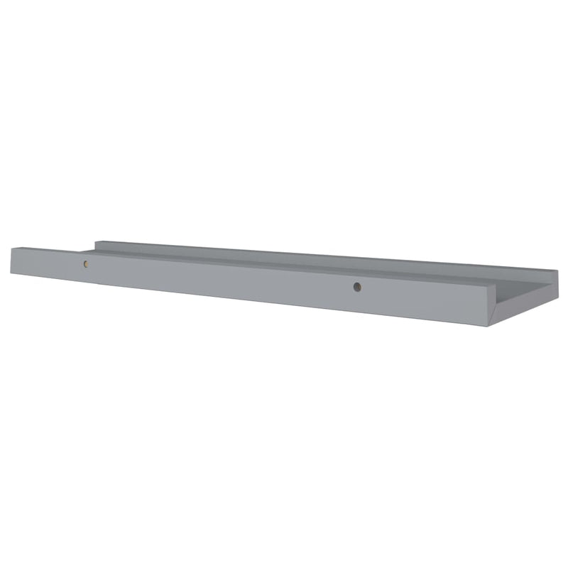 vidaXL 2 db szürke MDF szegélypolc képkeretekhez 60 x 9 x 3 cm