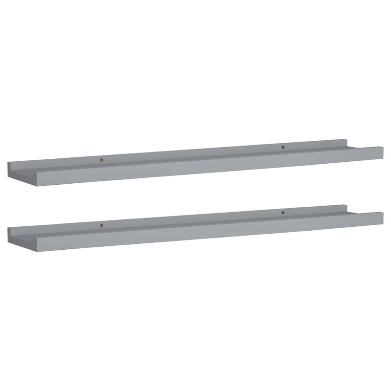 vidaXL 2 db szürke MDF szegélypolc képkeretekhez 80 x 9 x 3 cm