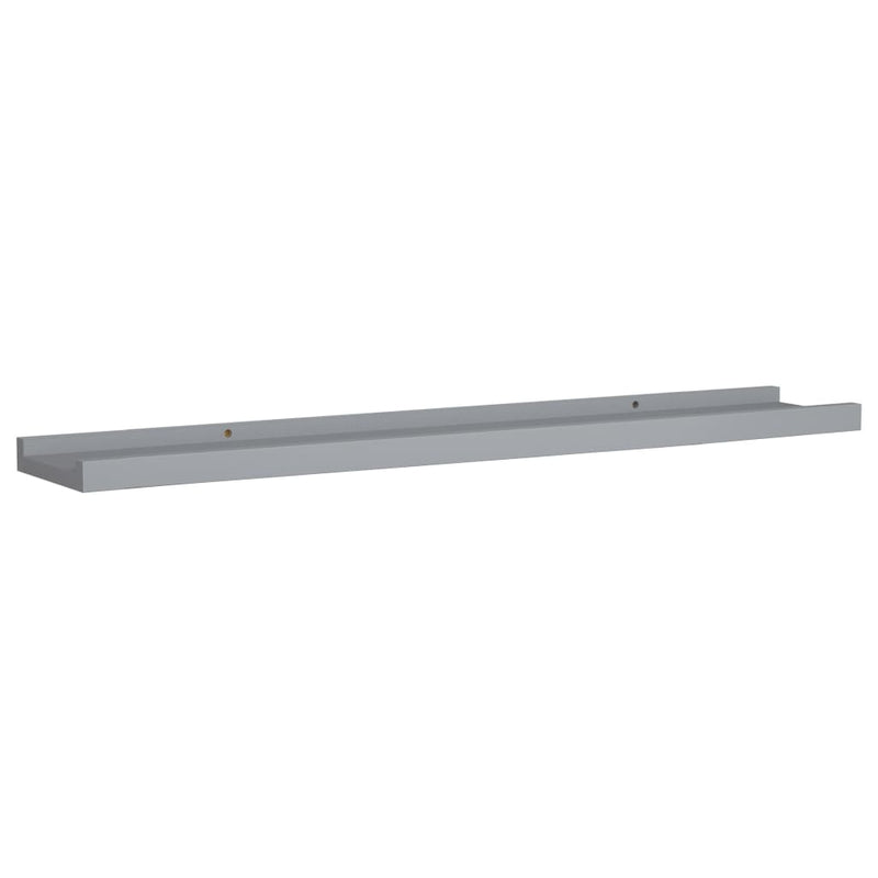 vidaXL 2 db szürke MDF szegélypolc képkeretekhez 80 x 9 x 3 cm