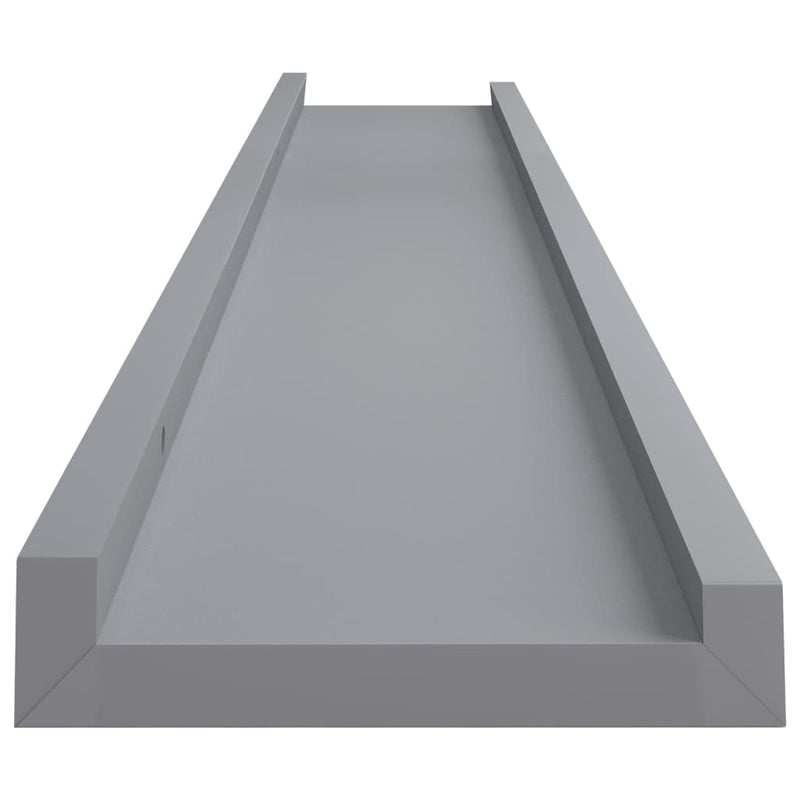 vidaXL 2 db szürke MDF szegélypolc képkeretekhez 80 x 9 x 3 cm